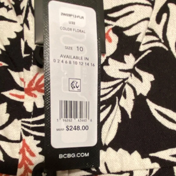 BCBG Maxazria Black and White Floral Print Midi Dress. Size 10. NWT - Picture 6 of 8